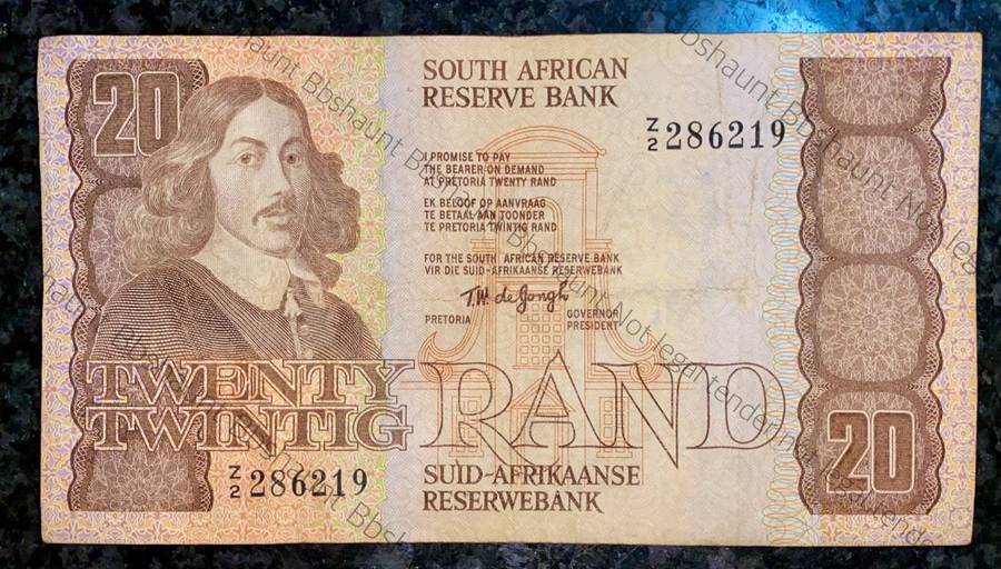 Replacement note Tw De Jongh. R20 -- Z2 -- 4th issue 1978 (1 bid takes all)