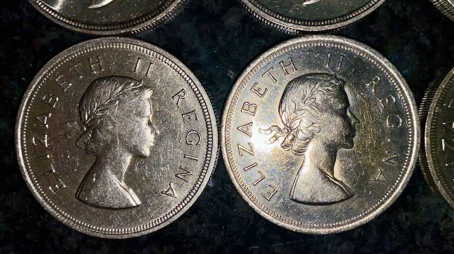 SA Union Silver Set 5 shillings 1951 - 1952 - 1953 - 1956 - 1957 - 1958 - good condition