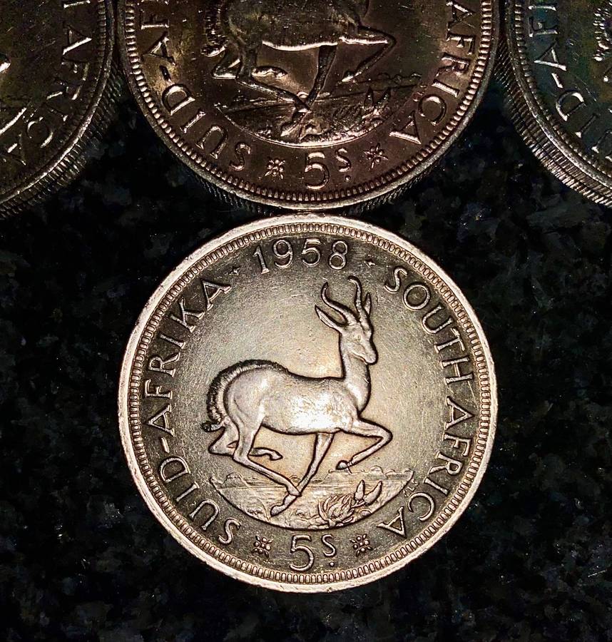 SA Union Silver Set 5 shillings 1951 - 1952 - 1953 - 1955 - 1956 - 1957 - 1958 - good condition