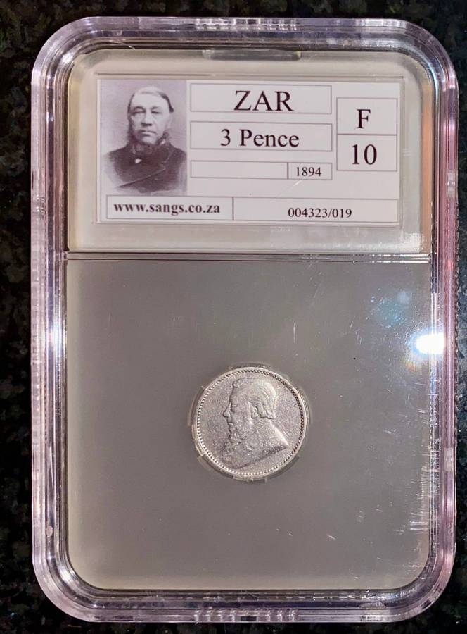 Z.A.R. Graded silver 3 pence 1894 - SANGS