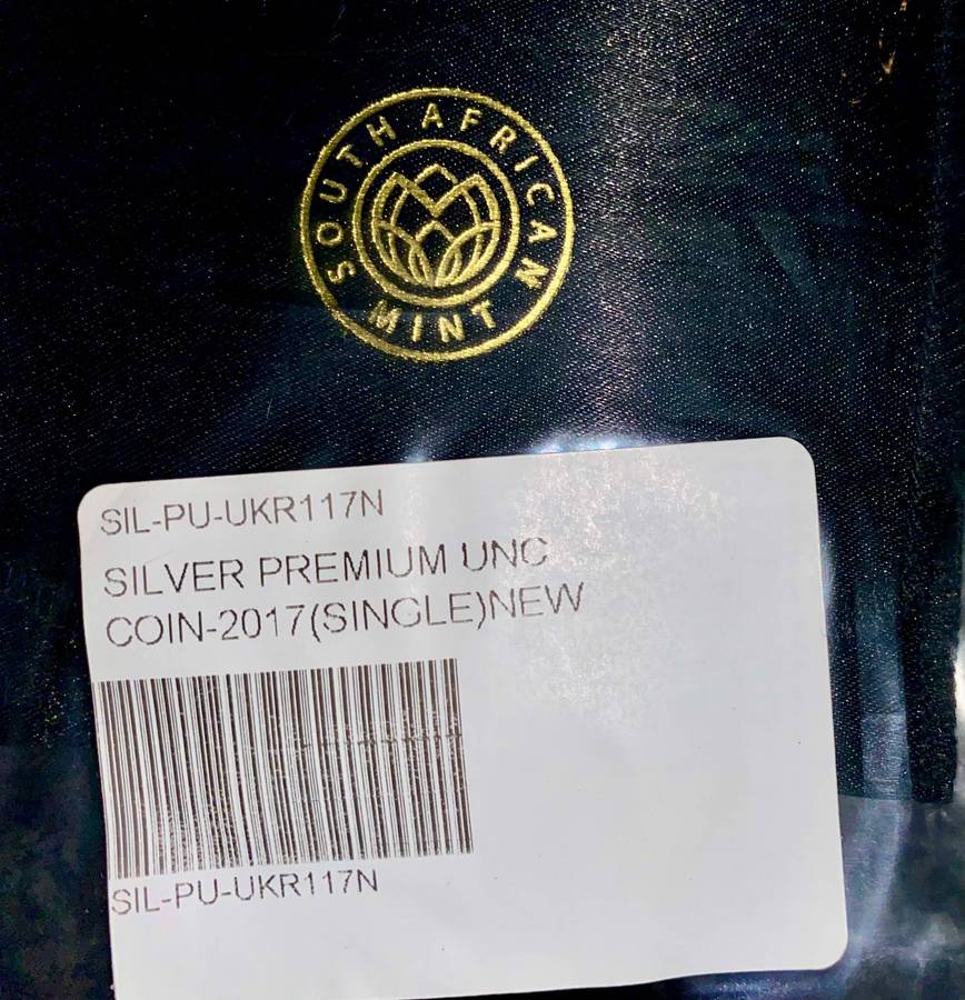 South Africa 1oz Silver Krugerrand - Premium UNC 2017 Still Sealed as from SA Mint pouch & cert