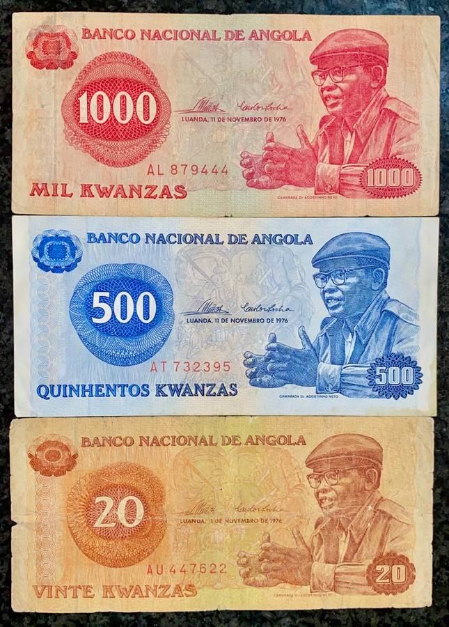 Angola set 1000 kwanzas to 20 kwanzas 1976(1 bid takes all)