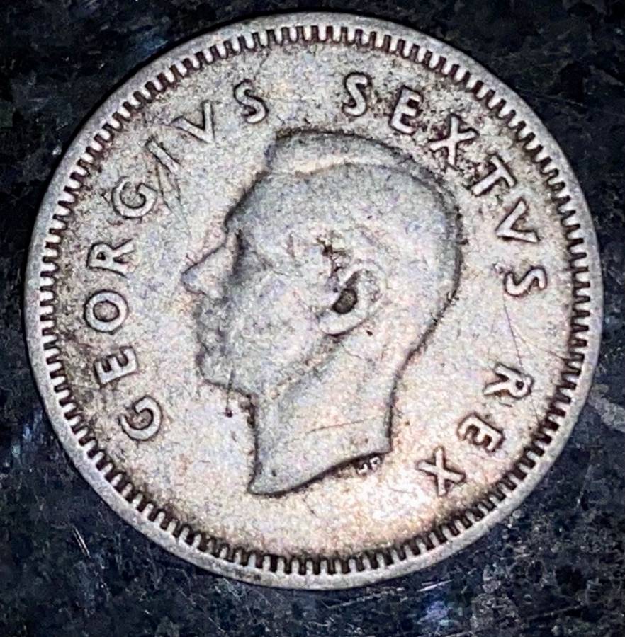 SA Union silver 3d threepence 1948