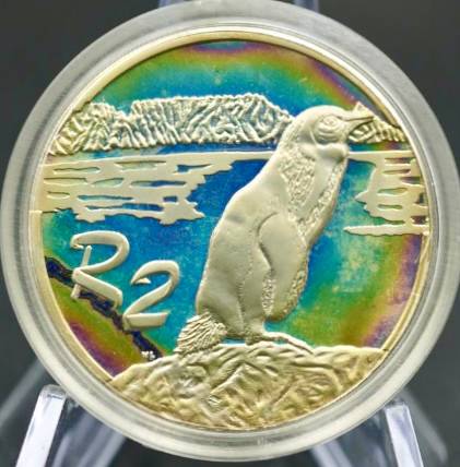 S.Africa Proof -- R2 Jack Ass Penguin amazing toning-- 1998 low mintage 2053