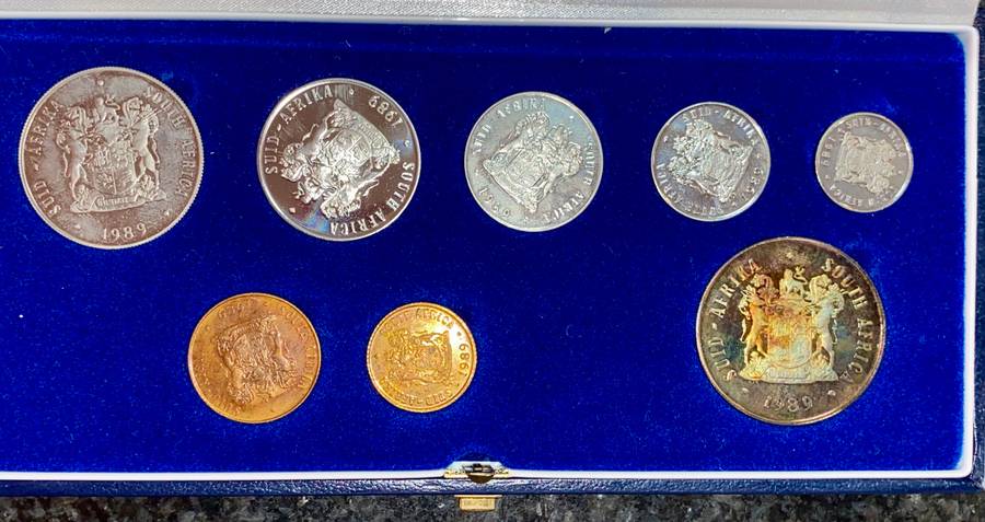 South Africa Proof set silver R1 TO 1 cent + nickel R1 - 1989 blue SA mint box