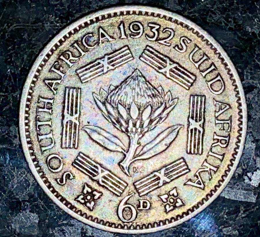 SA Union silver 6d sixpence 1932