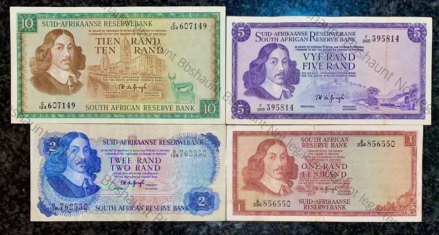 complete set T.W De Jongh R10 to R1 mostly springbuck wtm 1967-1975(1 bid takes all)