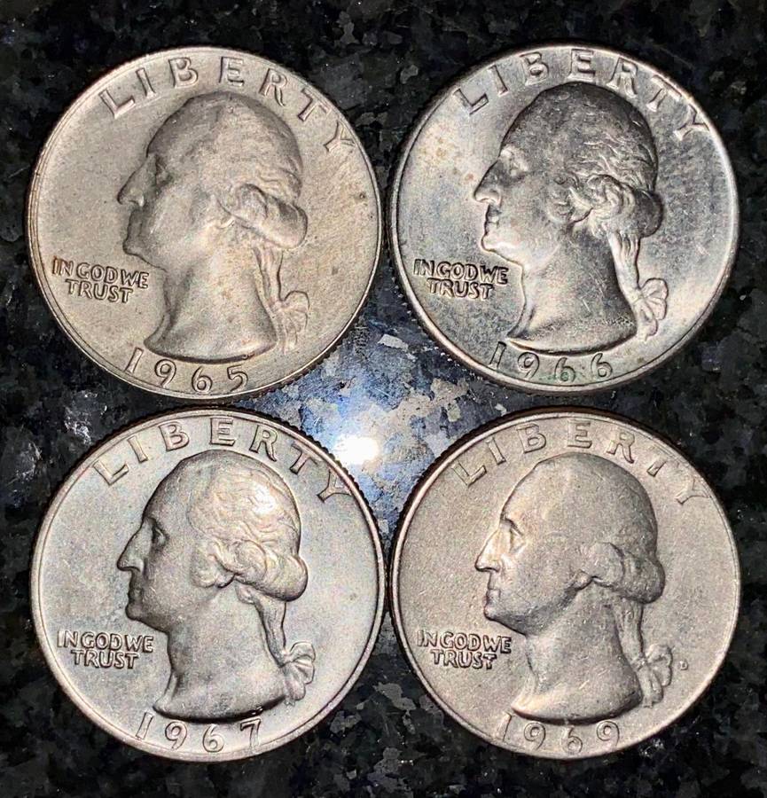 USA set 1/4 dollars 1965 -1966 -1967 -1969 (1 bid takes all)