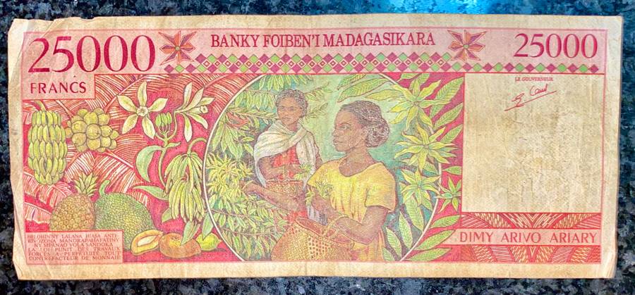 MADAGASCAR 25,000 AVIARY/FRANC 1998