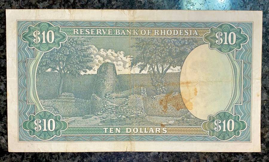 Rhodesia 10 Dollars 1976 -- J41 /978395 wtm CJ Rhodes