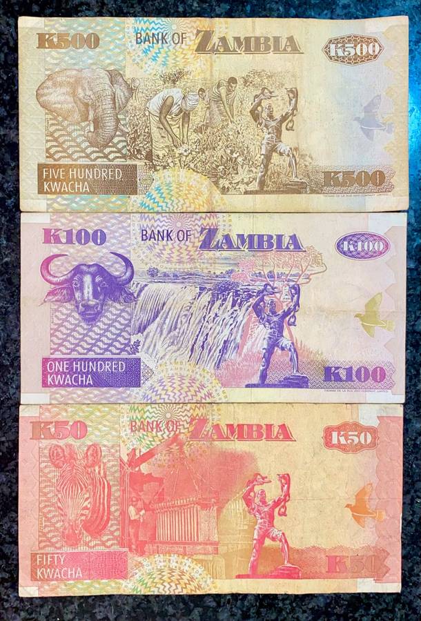 Zambia set 500 kwacha to 50 kwacha 1992/2006 (1 bid takes all)