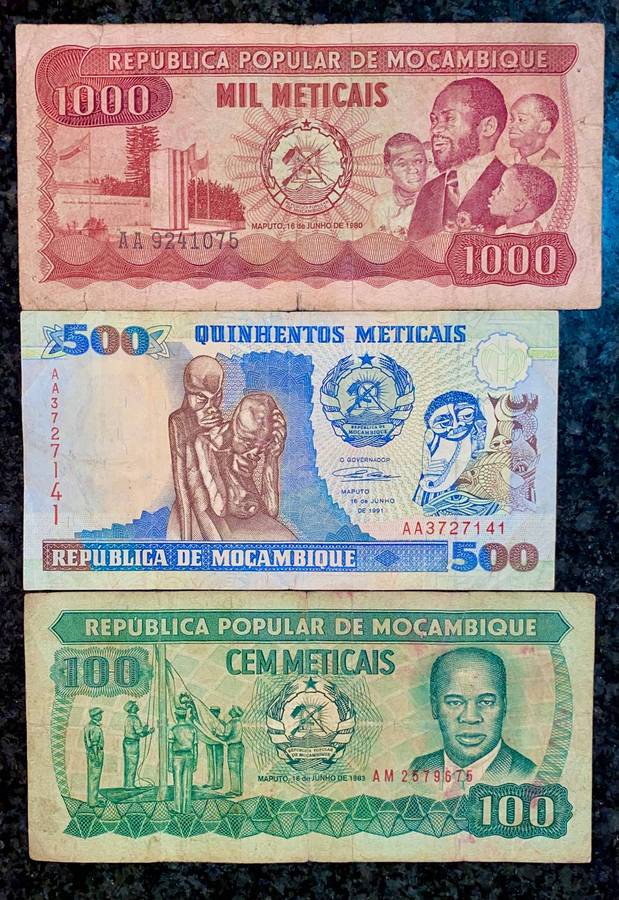 Mozambique set 1000 meticais to 100 meticais 1980/1983/1991 ( 1 bid takes all)
