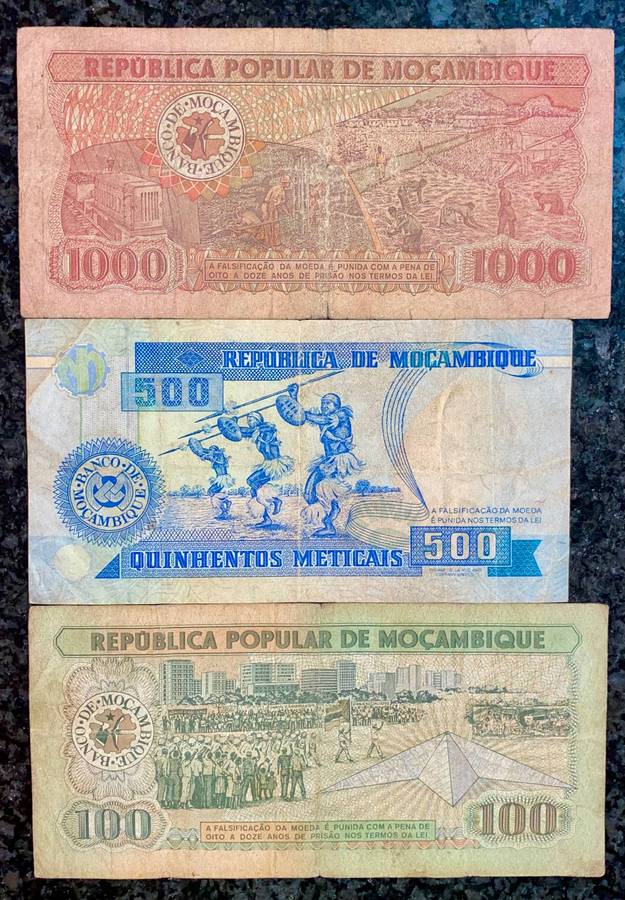 Mozambique set 1000 meticais to 100 meticais 1980/1983/1991 ( 1 bid takes all)