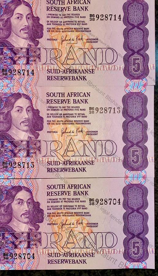 GPC De Kock. R5 in sequence B6 38/928714-713 & 704-- 3rd issue 1984 (1 bid takes all)