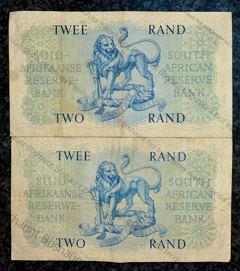 SET OF R2 BOTH GOVERNOR'S MH DE KOCK 1961 & G RISSIK 1962 ( 1 BID TAKES ALL)