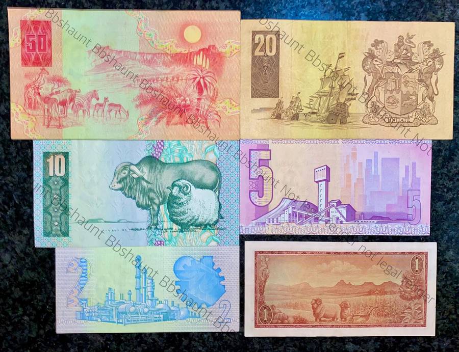 Complete Set AA or A banknotes R50AA to R1A -- 1967-1990 (1 bid takes all)