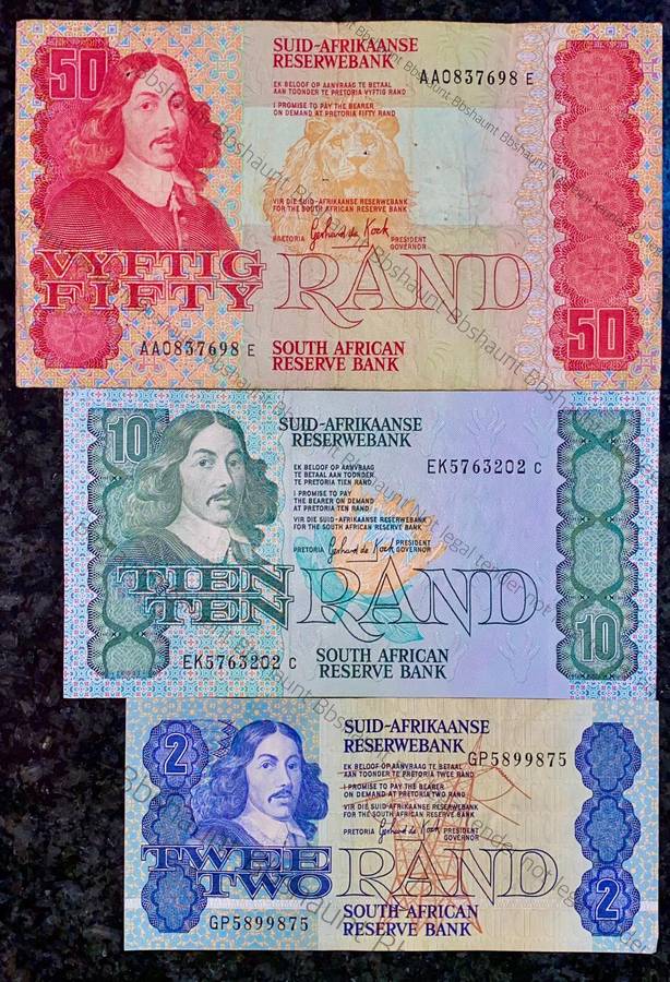 Complete Set GPC De Kock & decimals R50AA TO R2 - 1980s (R1 de Jongh 1975) (1 bid takes all)