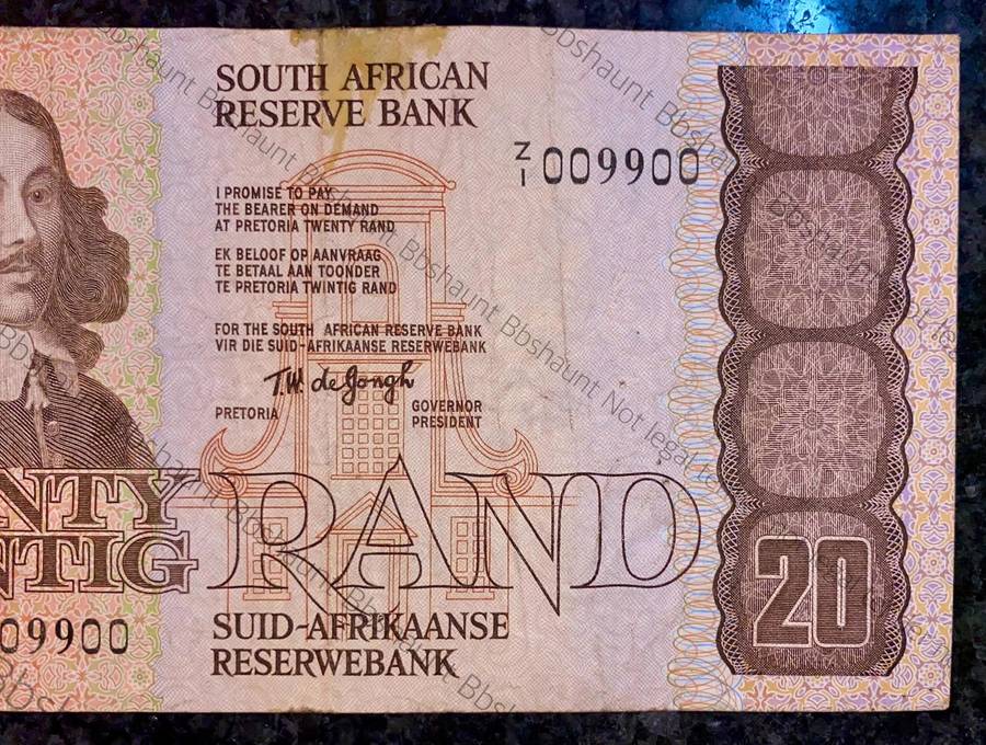 Replacement Note. TW De Jongh R20 - Z1 /009900 - 4th issue 1979