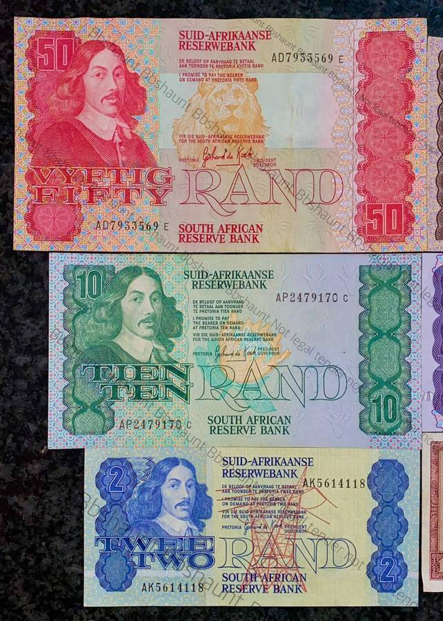 Complete Set GPC De Kock & Decimals R50 TO R2 - 1980s (R1 de Jongh 1975) (1 bid takes all)