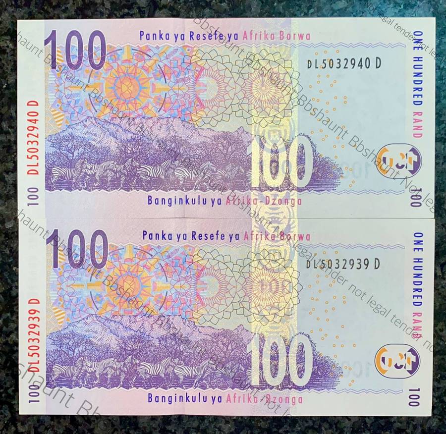 G Marcus set R100 in sequence DL5032939940 unc 1st issue buffalo wtm 2009 (1 bid takes all)