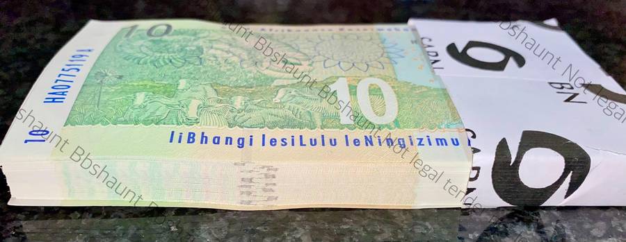 TT Mboweni Pack R10 in seq HA0775119-200 -- 82 note 2nd issue 2004 Rhino wtm with original bank band