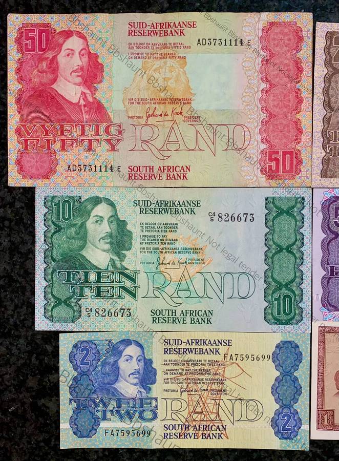 Complete Set GPC De Kock & decimals R50 TO R2 - Good Condition (R1 De Jongh 1973) (1 bid takes all)