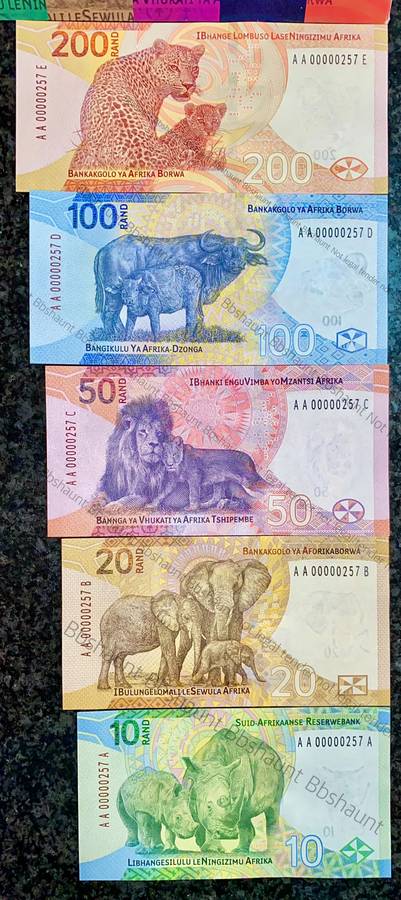 L KGANYAGO AA UNC VERY LOW MATCHING NUMBERS AA0000257 IN ORIGINAL S A RESERVE BANK FOLDERS