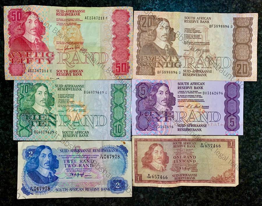SET OF VARIOUS GOVERNORS & DECIMALS R50 TO R1 ( 1 BID TAKES ALL)