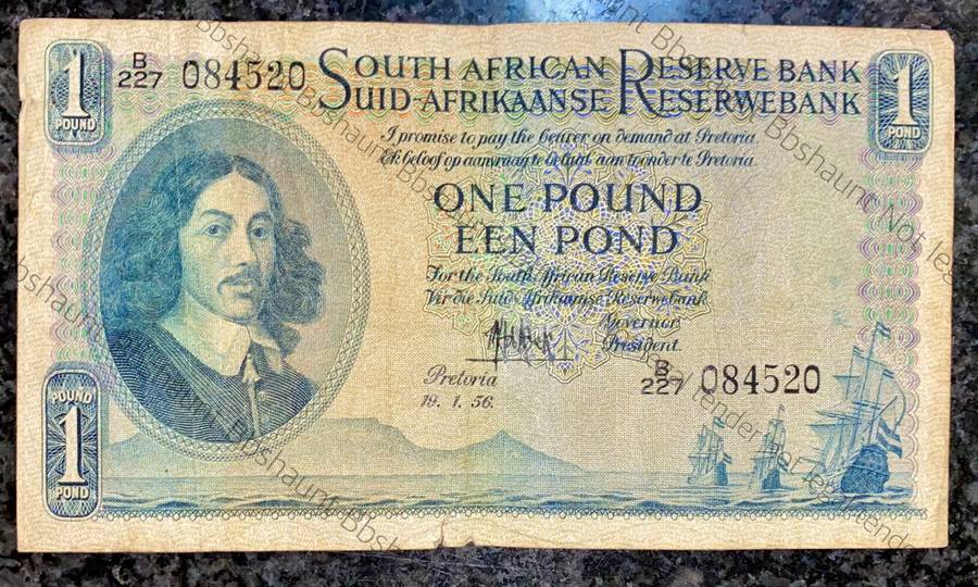 Mh De Kock. 1 pound Pretoria 1956