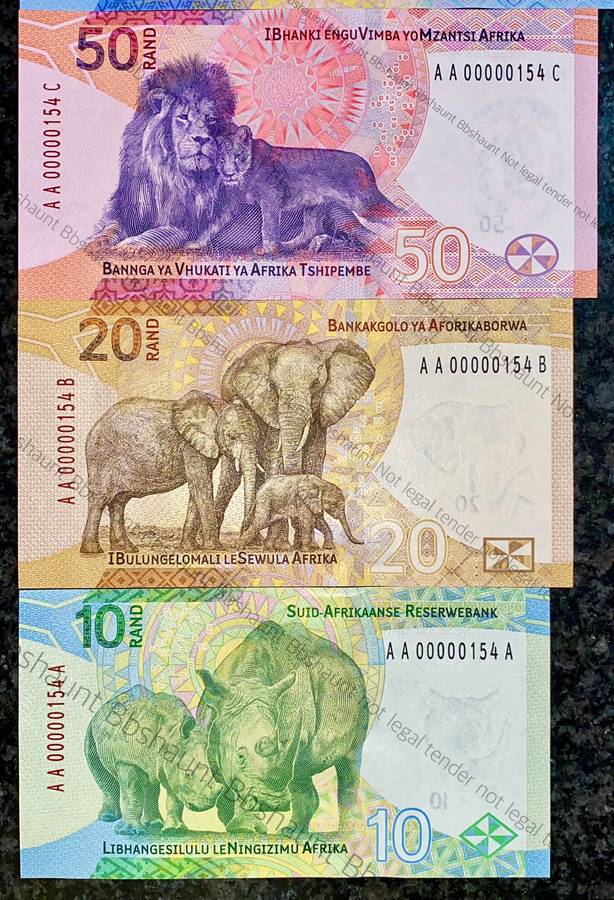 L Kganyago very low matching numbers -- AA00000154 --2023 unc in original S A Reserve bank folder