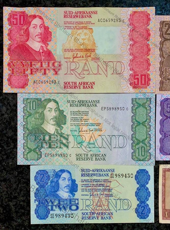 Complete Set GPC De Kock & Decimals R50 TO R2 - 1980s (R1 de Jongh 1975) (1 bid takes all)