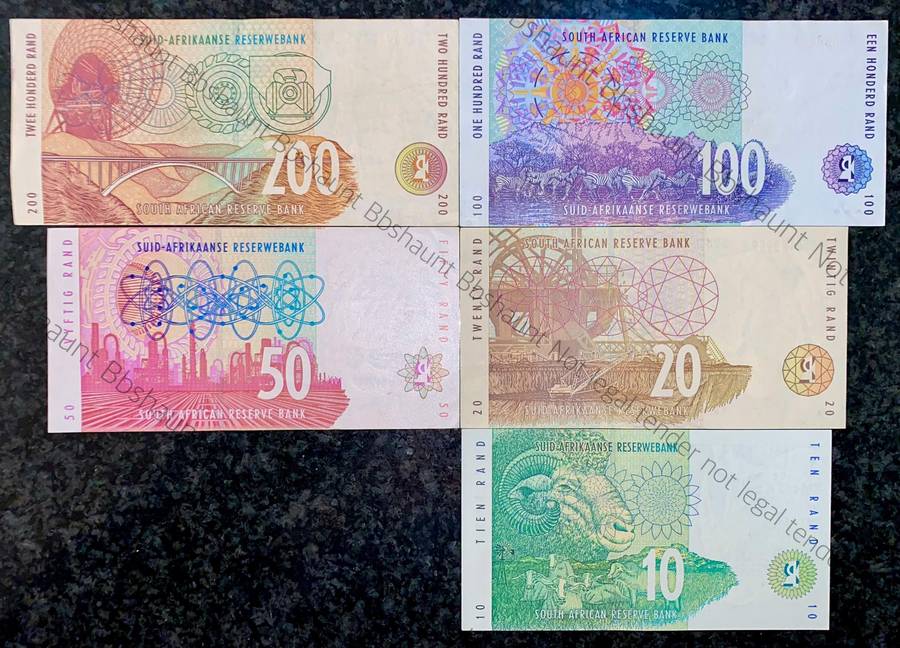 Complete Set TT Mboweni R200AA to R10AA Animals wtm 1st issue 2000 (1 bid takes all)