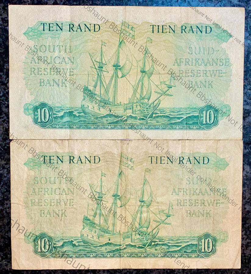 SET OF R10 NOTES BOTH GOVERNORS MH DE KOCK 1961 & G RISSIK 1962(1 BID TAKES ALL)