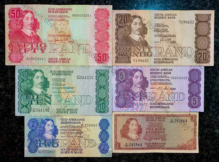 Complete Set Decimals mostly GPC De Kock - R50 to R1 -- 1975 to 1990(1 bid takes all)