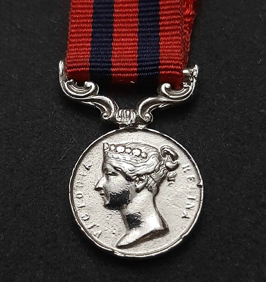 **British Army: Repro. QV 1854 India General Service Miniature Medal w/ Ribbon.**