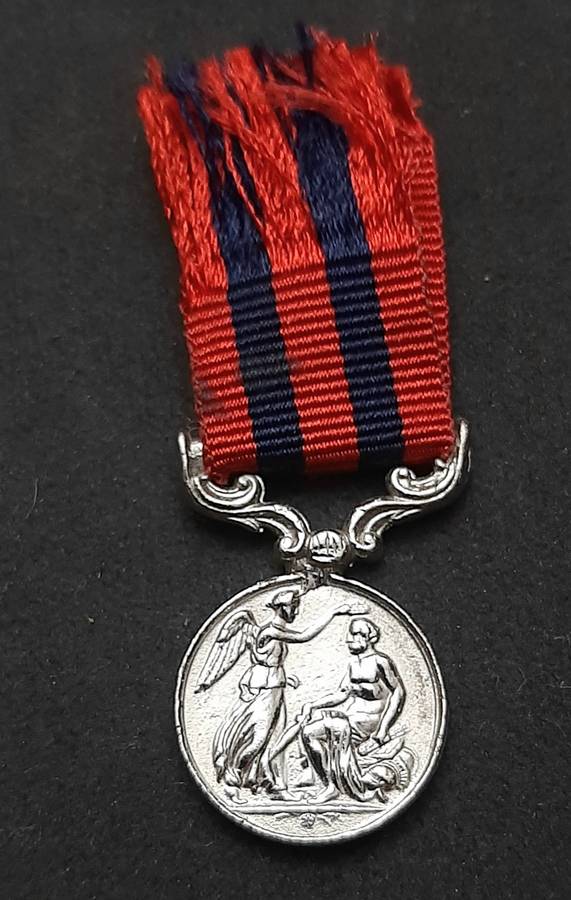 **British Army: Repro. QV 1854 India General Service Miniature Medal w/ Ribbon.**