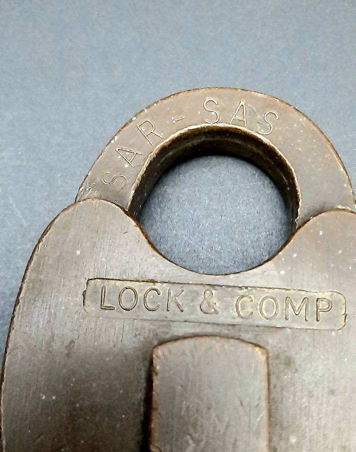 **RARE: 1960s SA Railways Brass Lever Padlock w/ Lead Chain  NO KEY ***