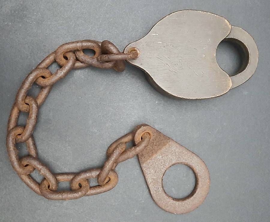 **RARE: 1960s SA Railways Brass Lever Padlock w/ Lead Chain  NO KEY ***