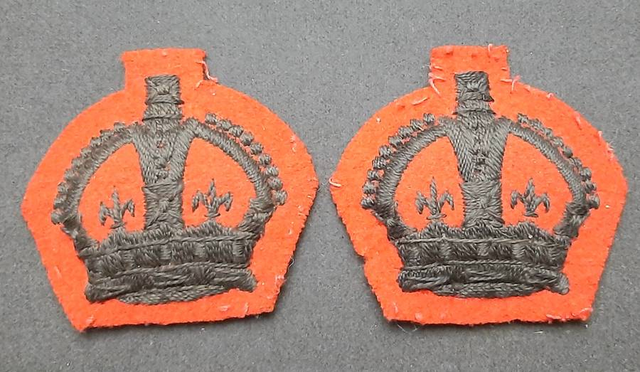 **RARE: WW2 British Army - King's Royal Rifle Corps R.S.M/ W.O. 2 Service Dress Rank Insignia x2).**