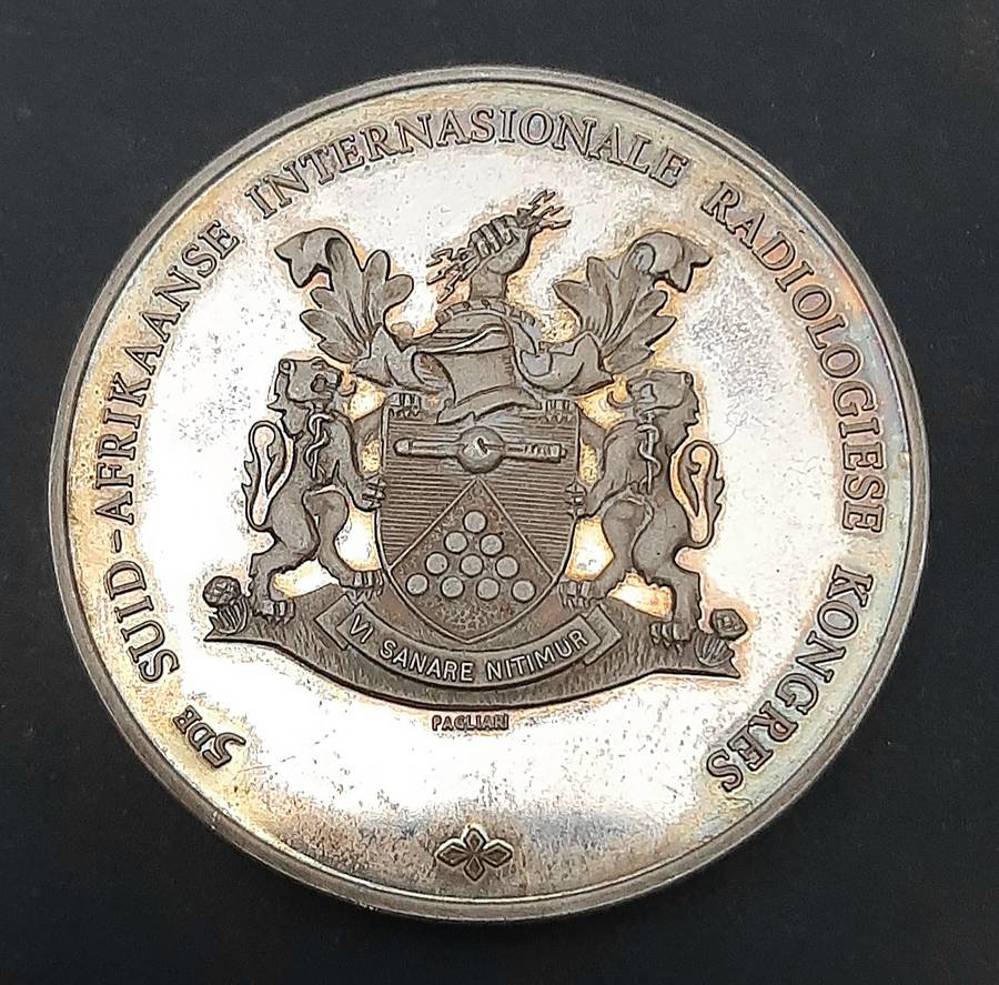 RARE: (XF+)  1982 SA 5th Intl. Radiological Congress .925 Silver Medallion w/ Case (29.18 gram).