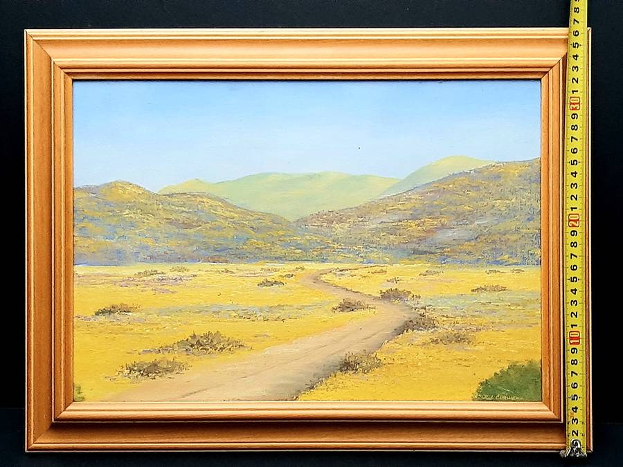 RARE: Early 1990s Robert Curwen Signed 'Country Road ' Oil on Board Painting(49cm× 37cm)