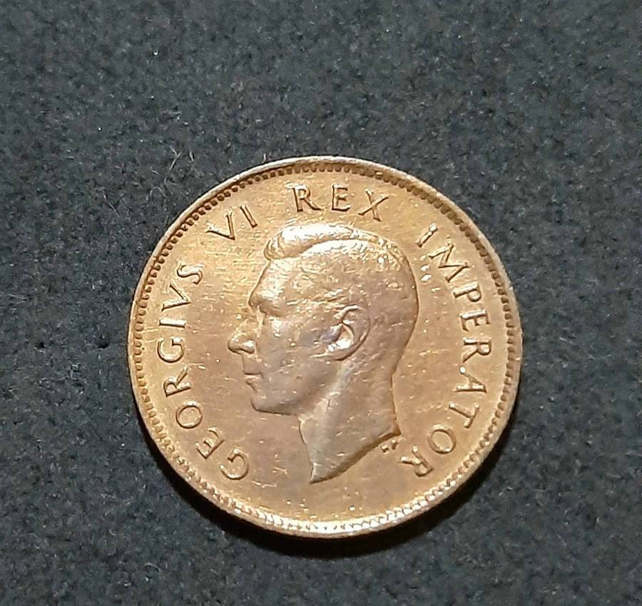 1943 Union of South Africa: KGVI  ¼ d / Farthing Coin (XF).