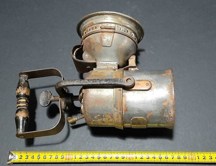 RARE: 1920s South African Railways Metallic Kerosene Carriage Lamp w/ Handle (Glass Lens).