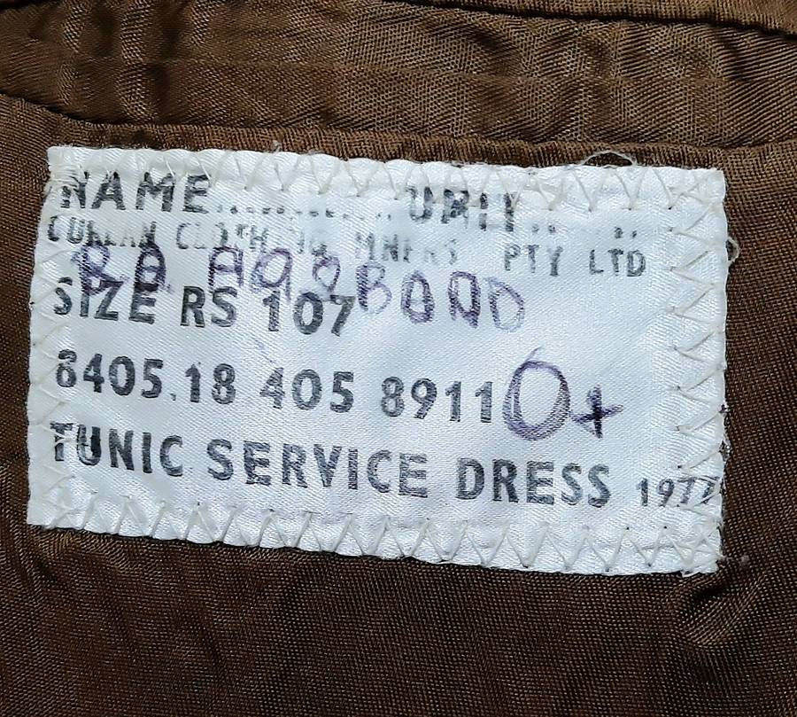 Border War 1970s :  SADF  Infantry Officer's Dress Tunic w/ Branch & Rank Insignia (Inscribed).