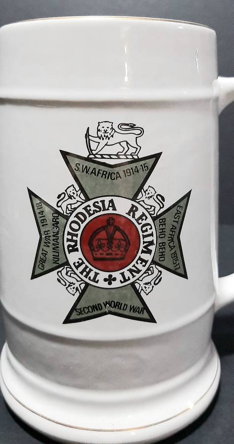 Rhodesian Bush War: 1978 ' The Rhodesia Regt.' D2 Coy Mtoko Unit Ceramic Tankard (18cm).