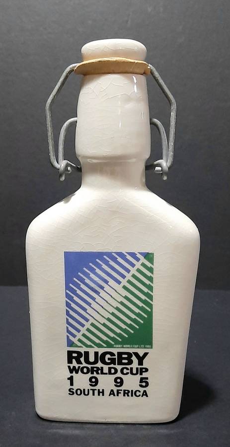 RARE: South Africa 1995 Rugby World Cup 'Ruggles' Ceramic Brandy Decanter w/ Stopper (18cm).