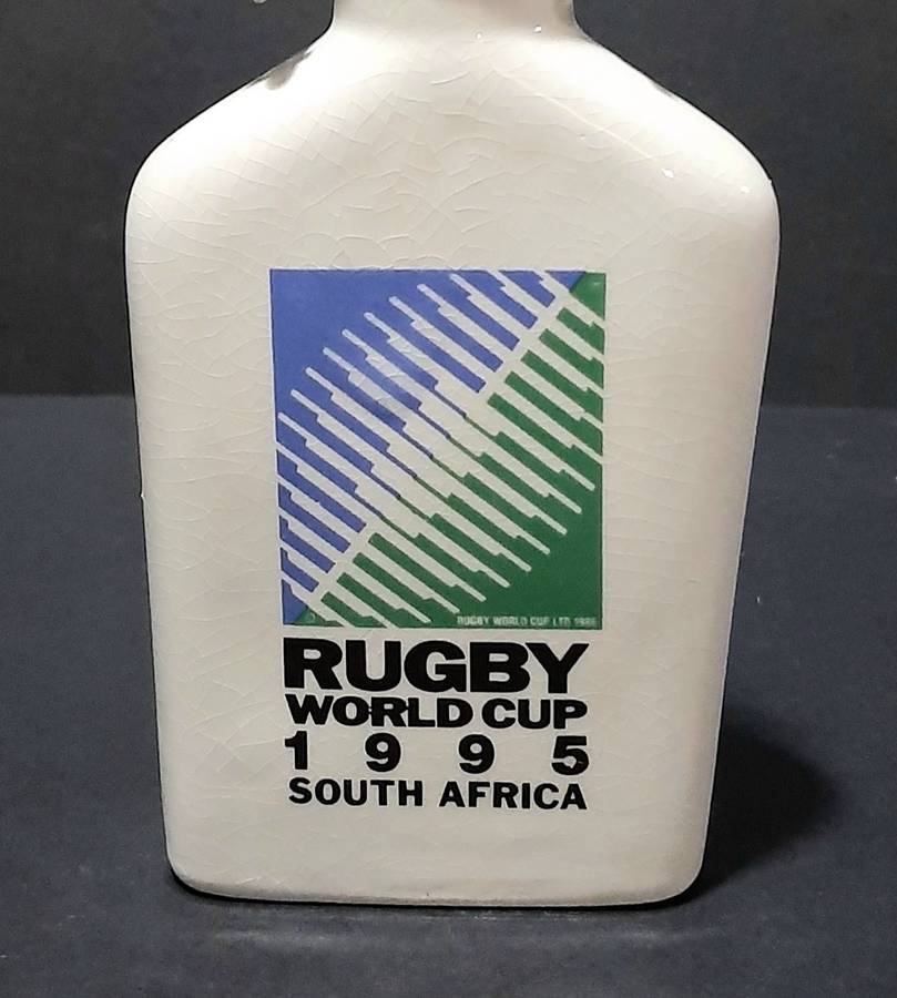RARE: South Africa 1995 Rugby World Cup 'Ruggles' Ceramic Brandy Decanter w/ Stopper (18cm).