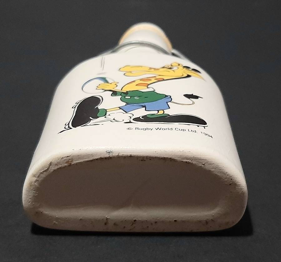 RARE: South Africa 1995 Rugby World Cup 'Ruggles' Ceramic Brandy Decanter w/ Stopper (18cm).