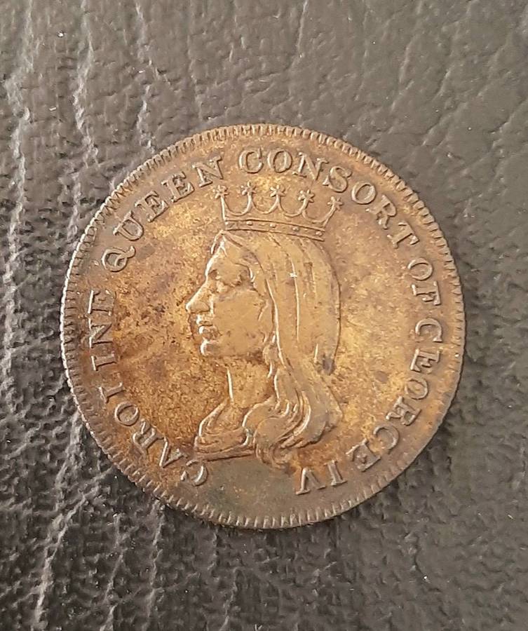 RARE: 1821 Caroline Queen Consort (George IV) Brass Funerary Medallion (VF+).