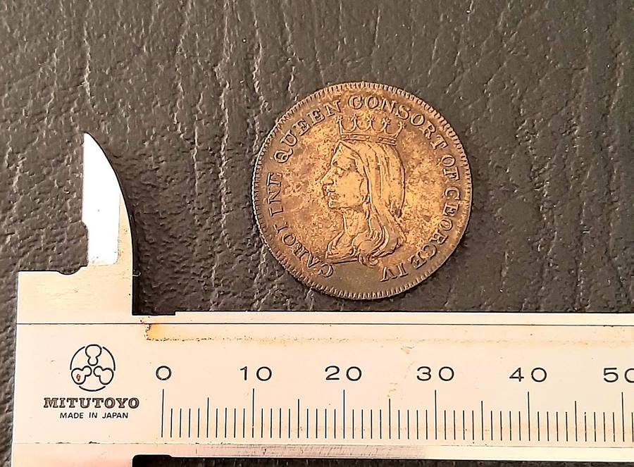 RARE: 1821 Caroline Queen Consort (George IV) Brass Funerary Medallion (VF+).